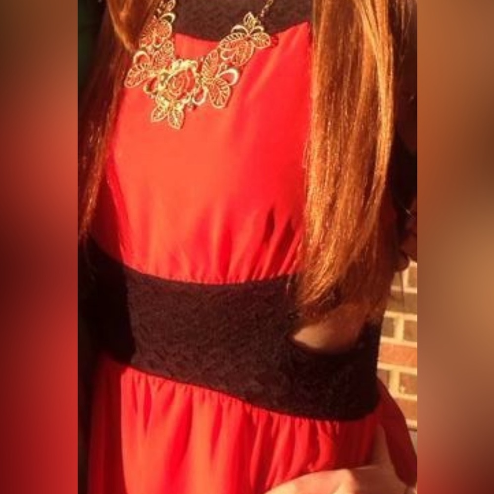 Sweet Storm‎ dress Women’s Medium dress orange/navy lace side cut out sleeveless